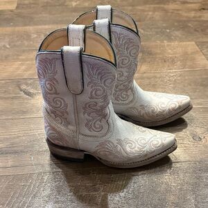 Stylish Kids' White Embroidered Boots